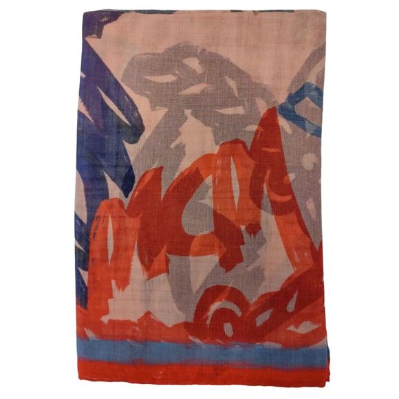 MCM Women's Quartz Pink Silk/Modal Jacquard Scarf with Red Logo Edge